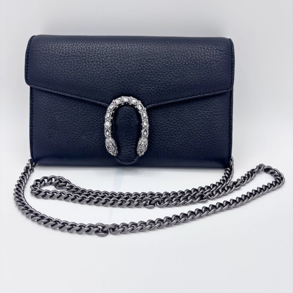 Gucci Dionysus Mini Black Leather Chain Women's Bag